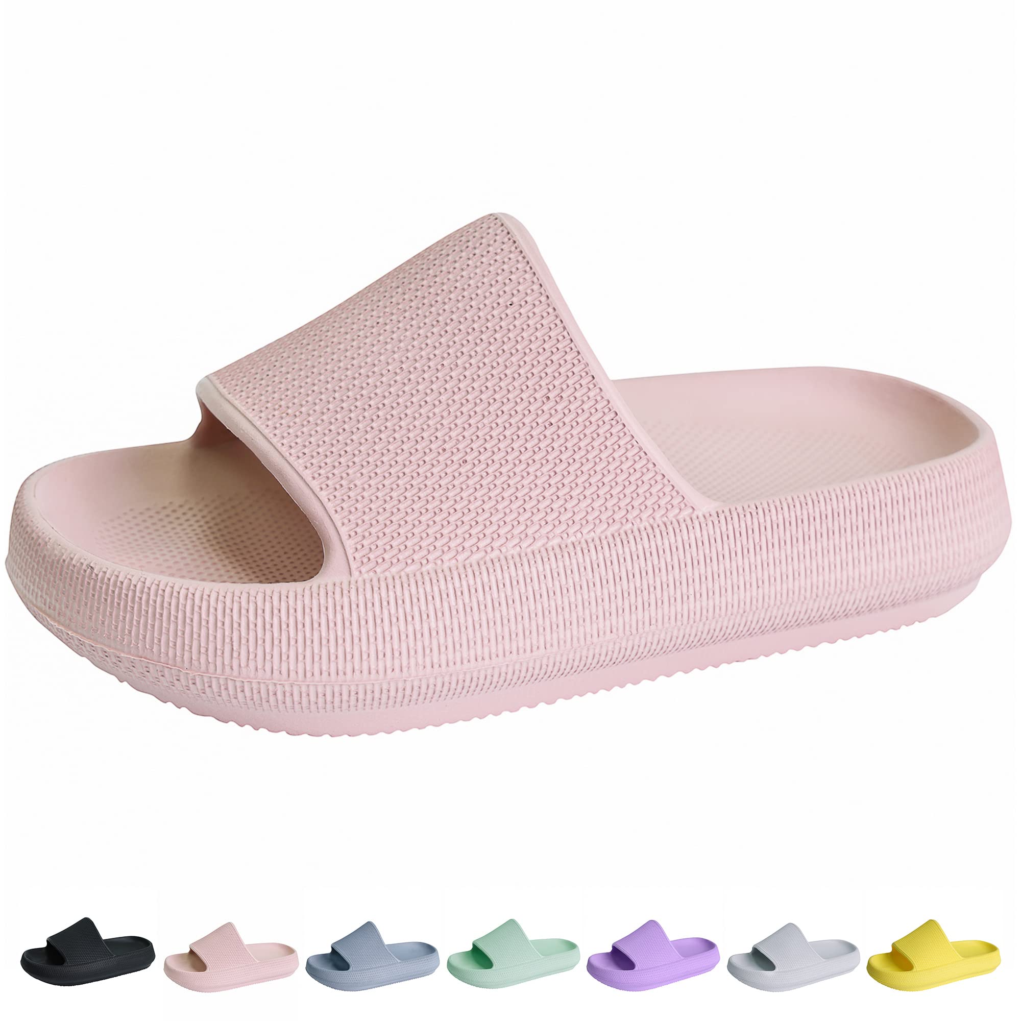 Youecci Cloud Slides for Kids丨Shower Slippers Bathroom Pool Sandals丨Boys Girls Comfy Thick Sole Slippers丨Summer Non-Slip Beach Shoes