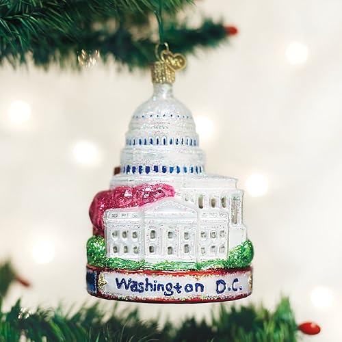 Miniatura 2 de Old World Christmas Ciudades, lugares y lugares de interés Adornos de vidrio soplado para árbol de Navidad Washington D.C