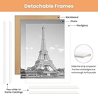 Vista 4 de upsimples - Marco de 12 x 16 pulgadas, color blanco, paquete de 3 marcos de fotos, marco de póster para montaje en pared horizontal o vertical, a