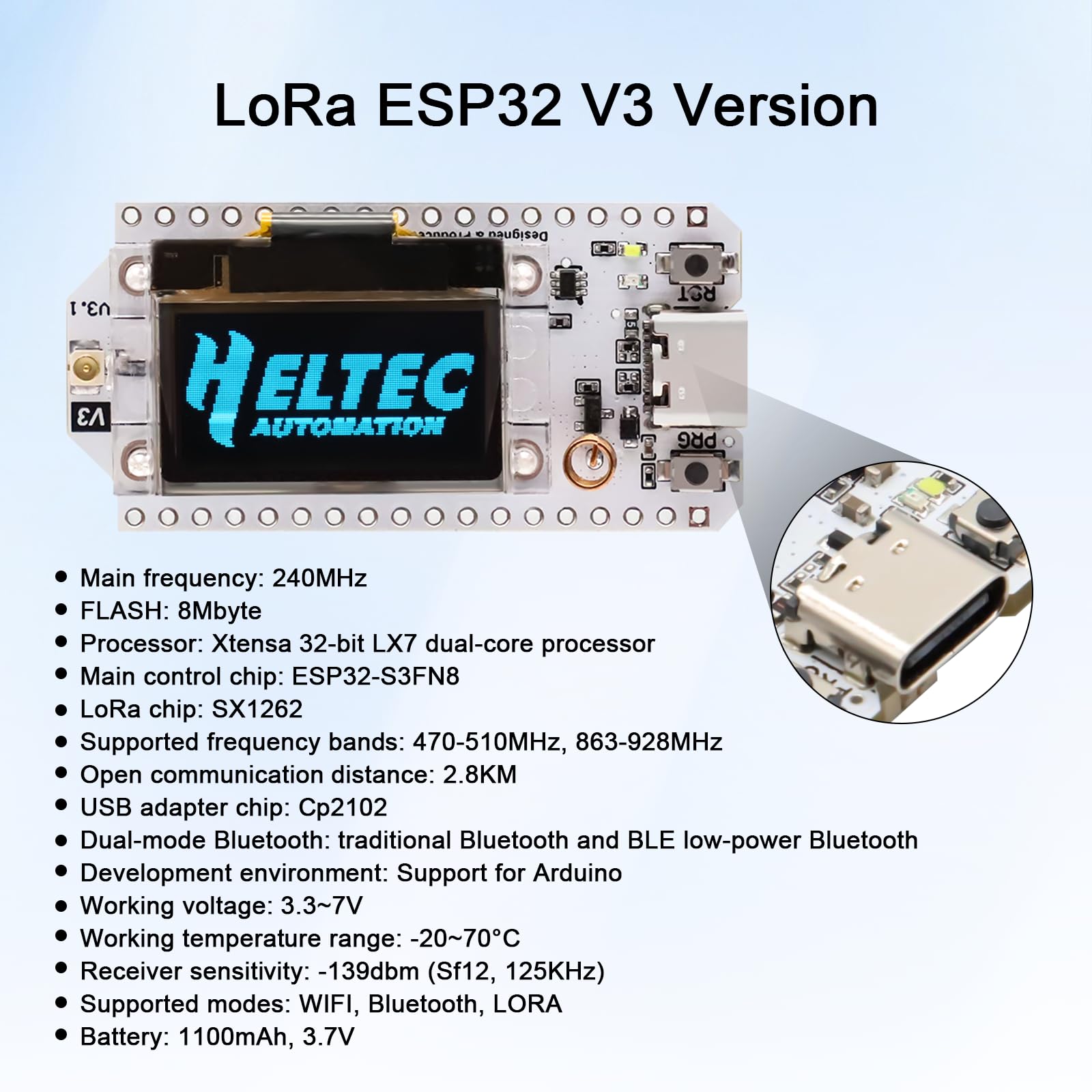 LoRa ESP für Meshtastic Entwicklungsplatine mit 868MHz LoRa V3 LoRa ESP OLED Display Board LoRa