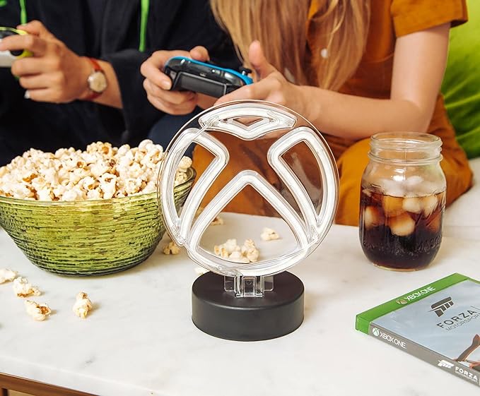 Ukonic Ukonic Xbox Logo White Neon Desk Lamp | Battery-Powered Mood Light for Table, Shelf | 9 Inches Tall photo 3