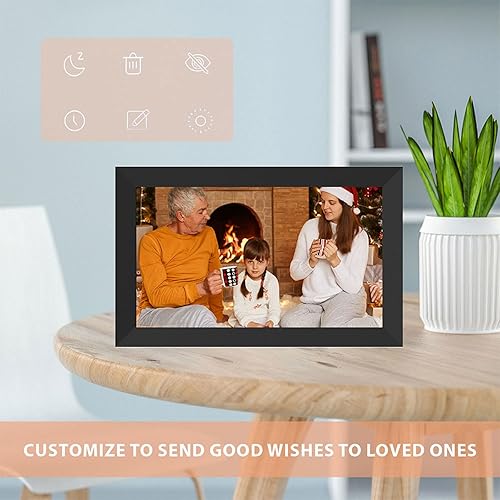 Miniatura 7 de Marco de fotos digital WiFi de 10.1 pulgadas, marco de fotos digital con pantalla táctil IPS HD, gran almacenamiento integrado de 32 GB, rotación