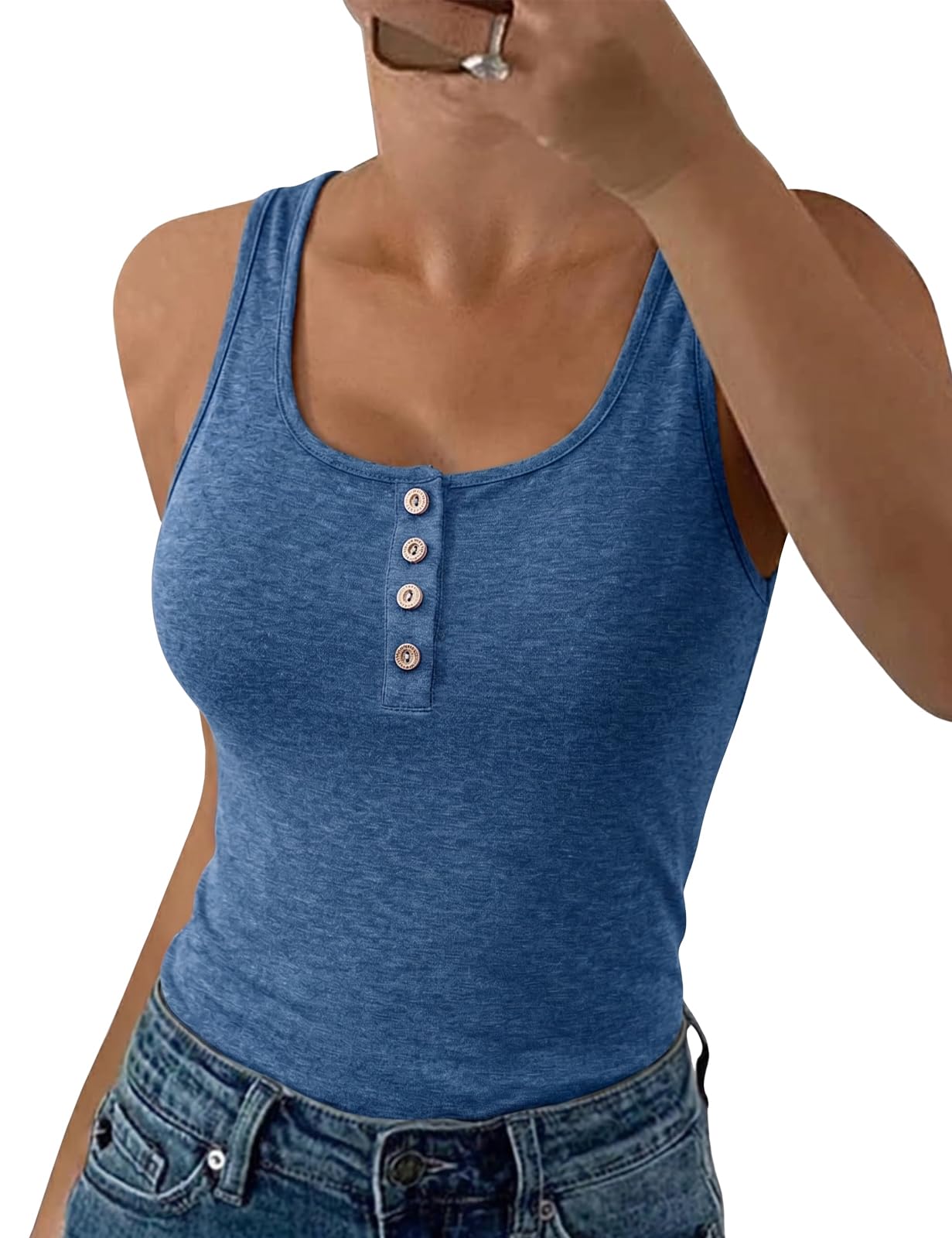 PASUDA Canotta Donna Estive Tops Canottiera Senza Maniche Casual Girocollo Tank Top Eleganti Sexy Slim Fit Maglietta Basic