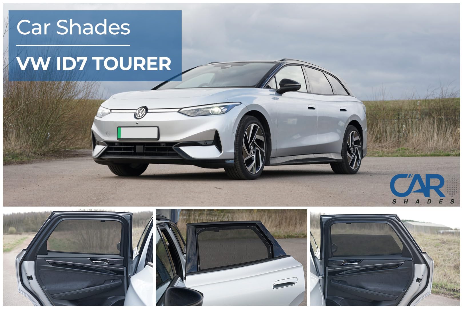 Satz Car Shades (Hintertüren) kompatibel mit Volkswagen ID.7 Tourer 2024- (2-teilig) Passgenaue Sonnenschutzblenden