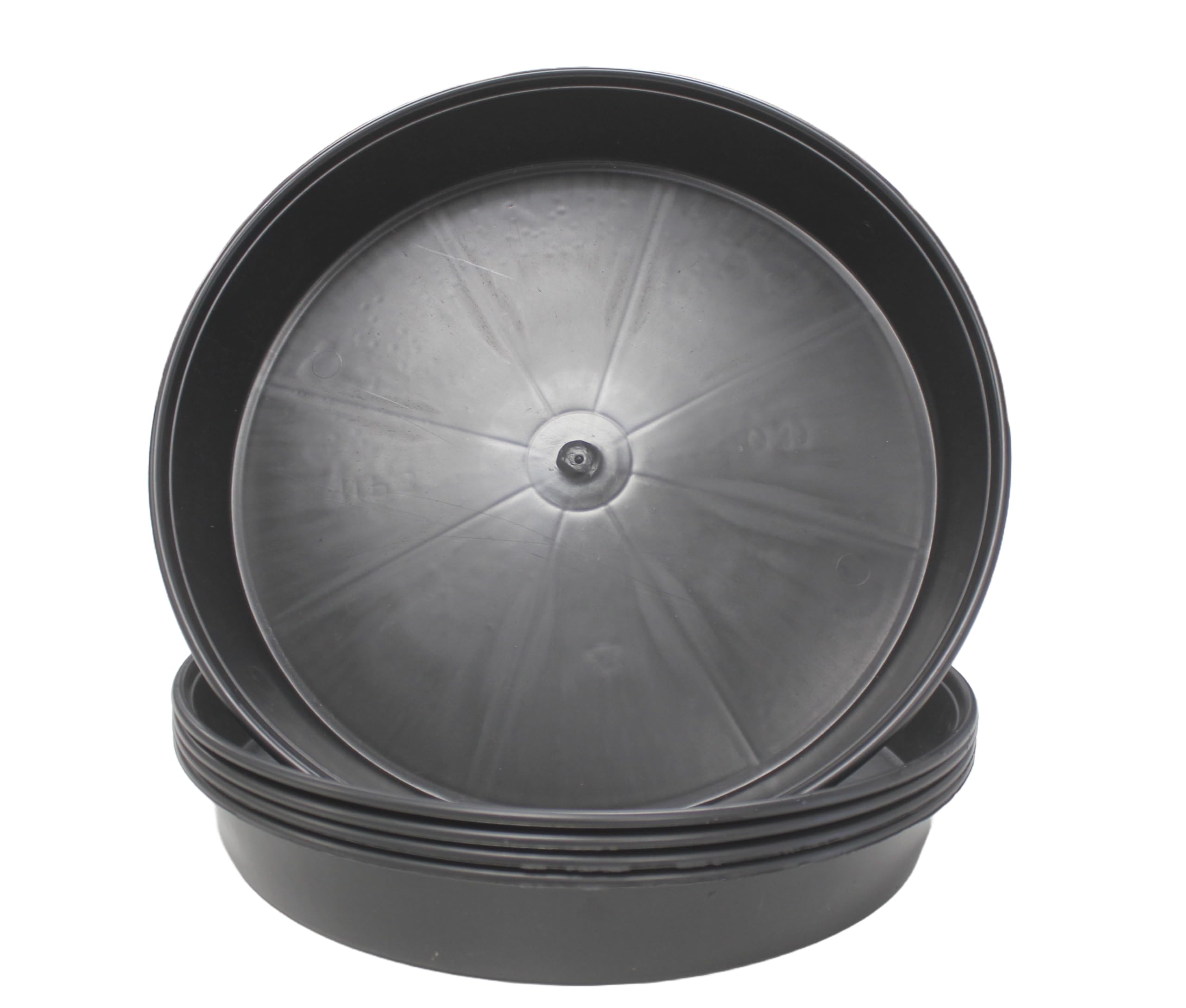 Kingston Tools Pack of 5 Black Plant Pot Saucers 30cm Made from Recycled Plastic Strong and Sturdy Drip Tray