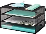 EASEPRES 6 Slot Wire Desk Fichier Organisateur Plateau, Mesh Remplissage de papier Lettre Plateau de bureau en métal Sorter de papier Littérature Organisateur Rack pour Home Office School, Noir