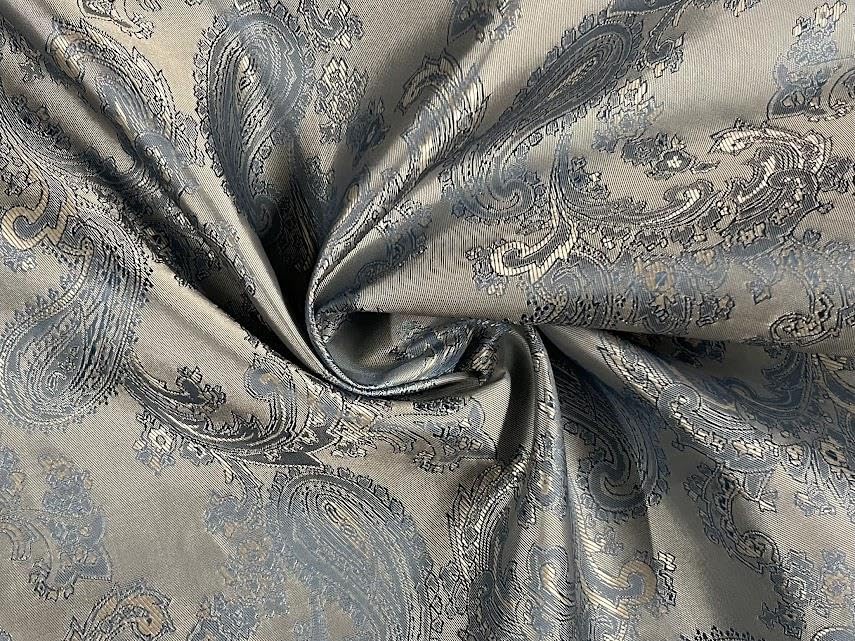 Paisley Jacquard Satin Lining Fabric Material Sky Blue (Precut - 1Mtr-150cmx100cm)