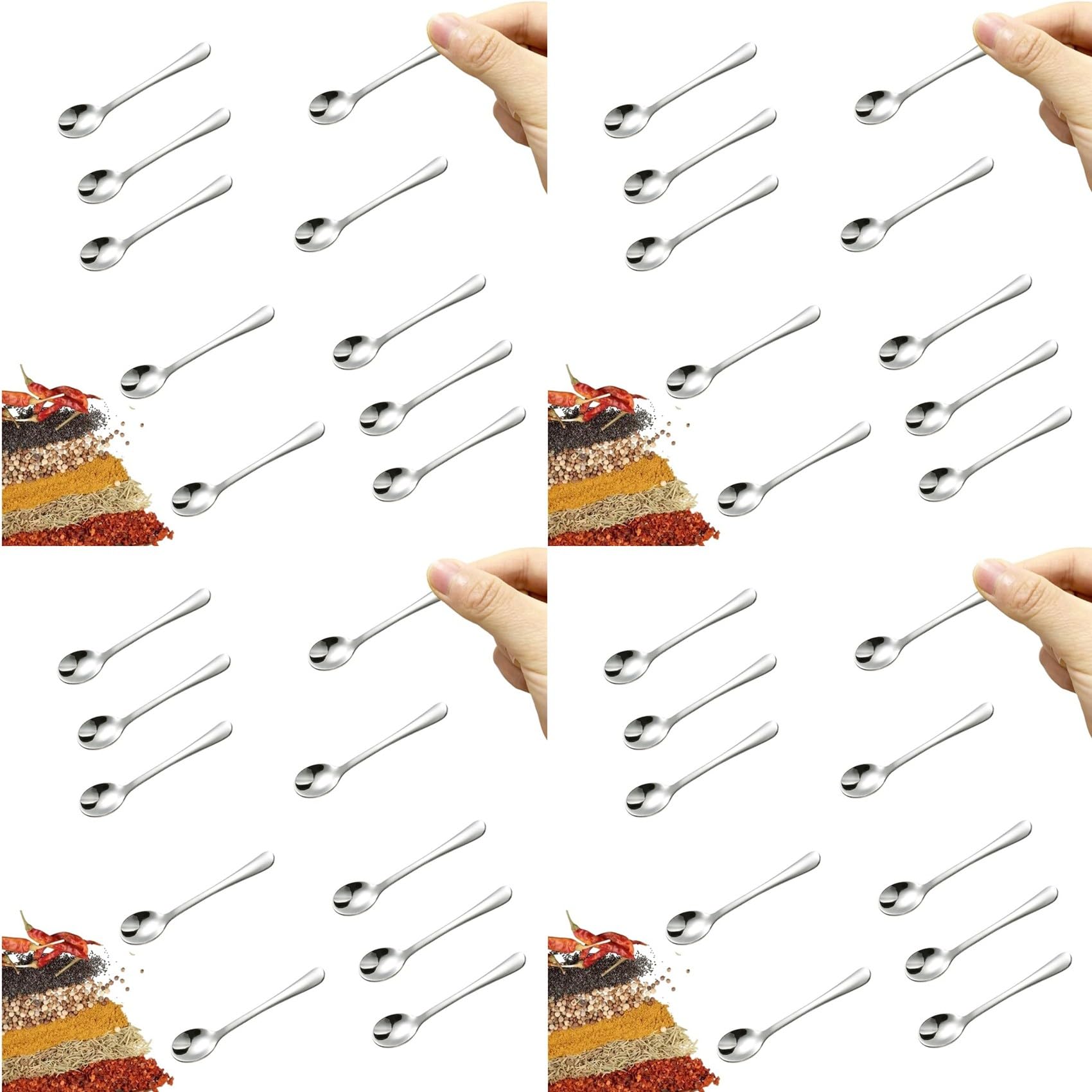 Vjsujehgy 40 PCS Tiny Stainless Steel Spoons for Spices Jars, Mini Size 2.87inch, Cute Small Stainless Steel Condiment Spoons