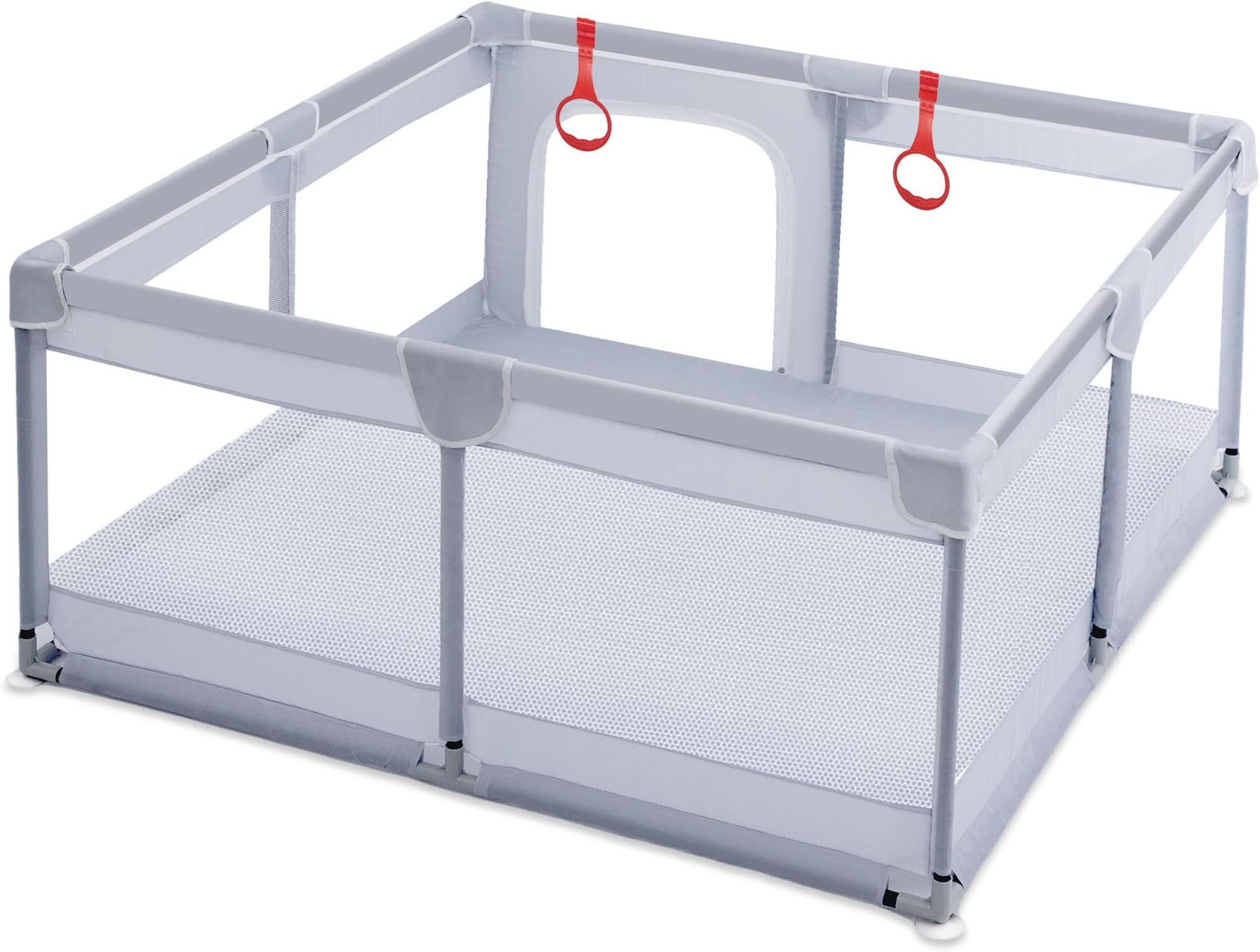 Baby Playpen,36”×36” Playpen for Babies and Toddlers,Baby Play Yards Indoor,Safety Play Yard for Babies with Soft Breathable Mesh,No Gaps (Grey)