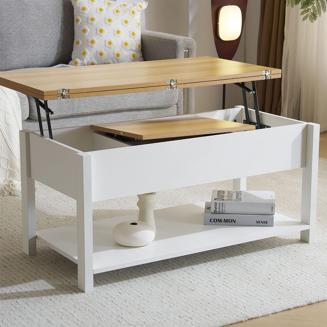 Amazon.co.jp: ローテーブル 収納付き センターテーブル 昇降テーブル