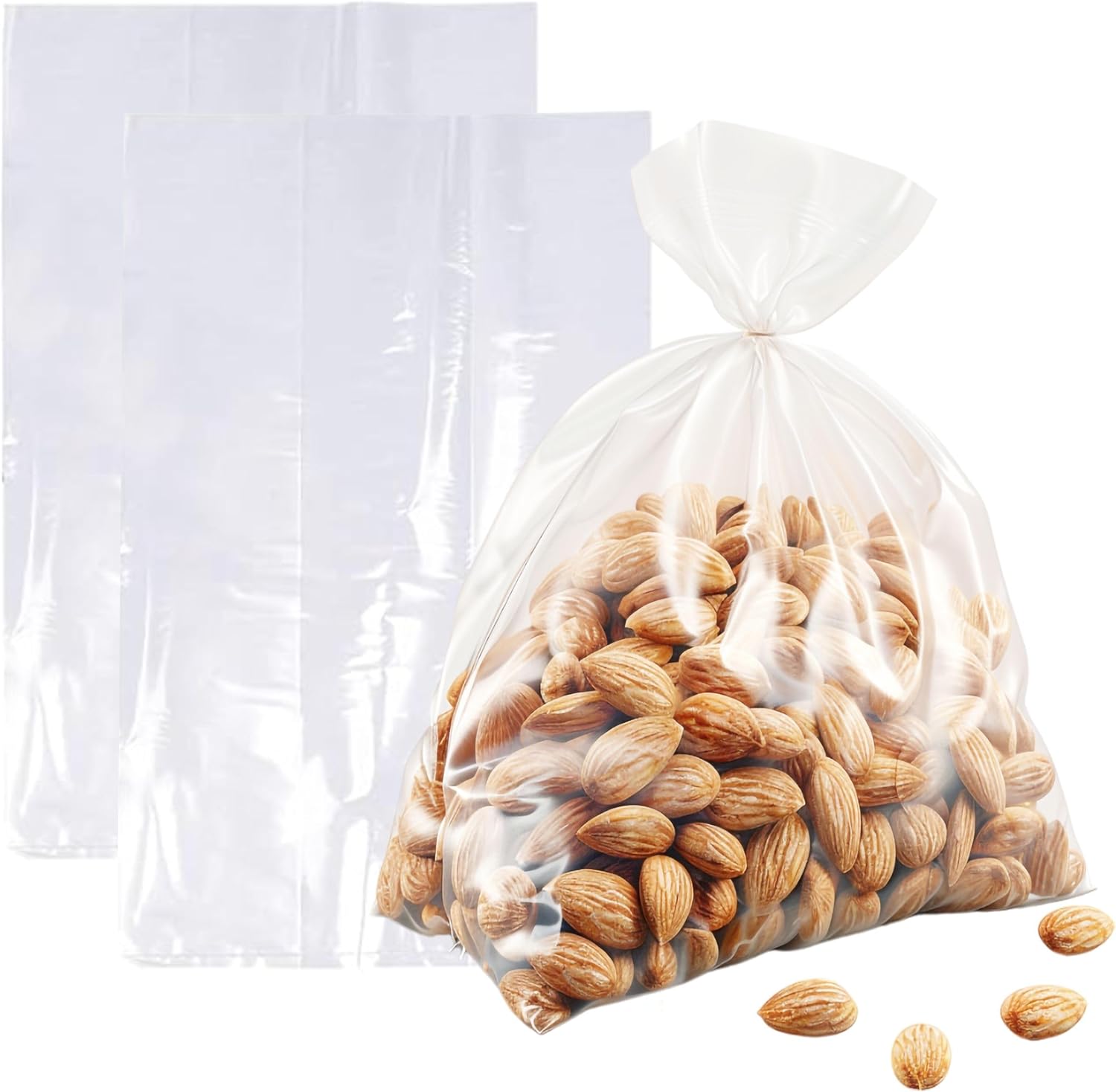 12x8x30 Clear Food Grade Durable Transparent Poly Bags - Clear Storage Bags - Great for Cooking, Baking, Candy, Cookies and Pastries (1000)