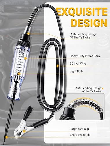 Miniatura 2 de Luz de prueba automotora, probador de circuito de 6V-12V-24V con luz para voltaje de continuidad, probador eléctrico de fusibles eléctricos, mango
