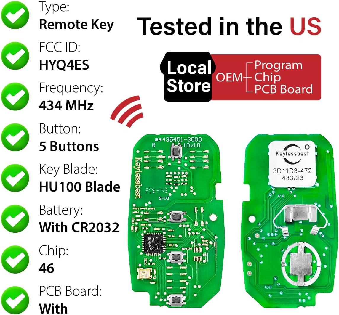 Replacement for 2021-2024 Chevrolet Trailblazer Blazer Traverse Trax Key Fob Remote Control HYQ4ES 4 Buttons 434MHz
