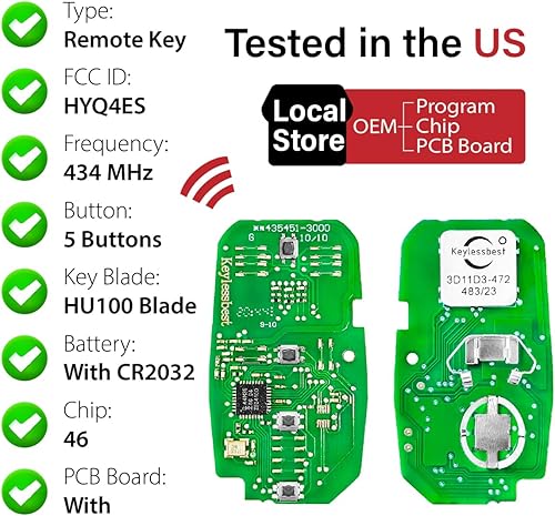 Miniatura 4 de Reemplazo para Chevrolet Trailblazer Blazer Traverse Trax 2021-2024 Control remoto HYQ4ES 4 botones 434MHz