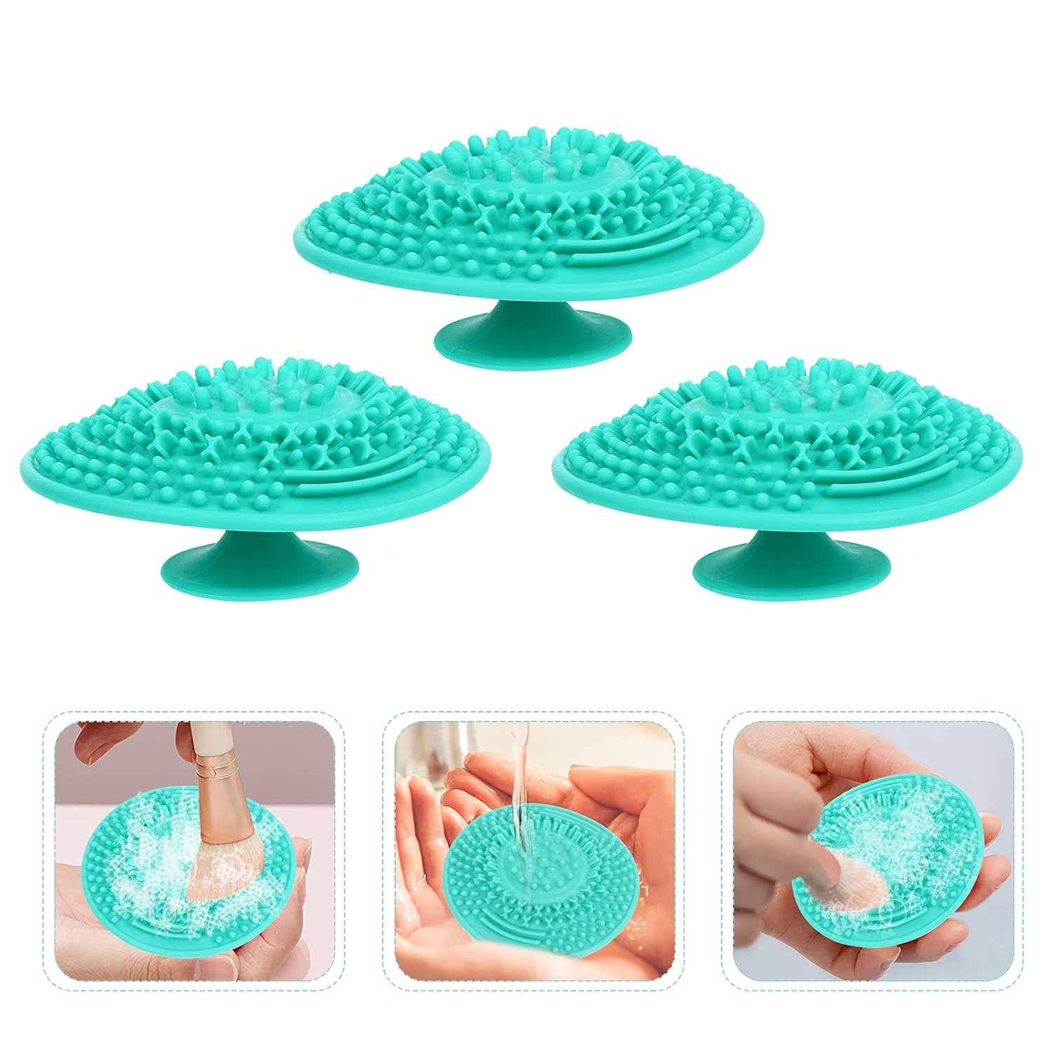 Uonlytech 3pcs Silicone Makeup Brush Cleaner Pad Travel-friendly Scrubber Unique Design for Deep Cleaning Brushes Compact Efficient and Fun Makeup Tool