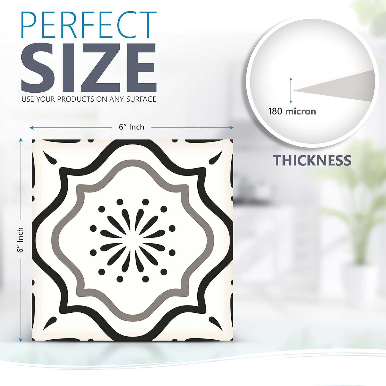 Black & White Collection Peel and Stick Tile Stickers 24 PC Set backsplash Tile Decals Bathroom & Kitchen Vinyl Wall Decals Easy to Apply Just Peel & Stick Home Decor (Black & White B5, 6x6 Inch)