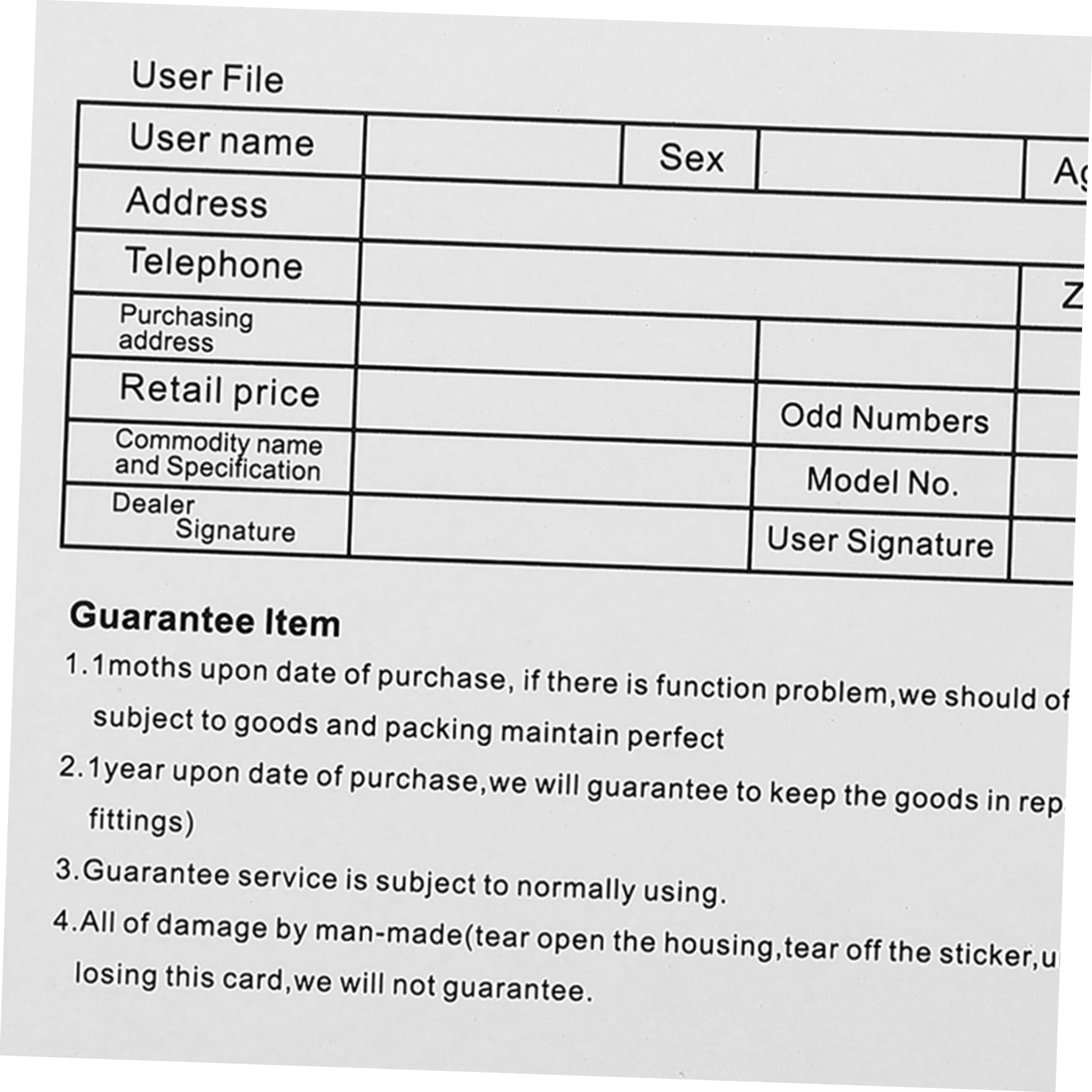 PRETYZOOM Tarjetas De Inglés Para Electrodomésticos Y Soporte Postventa Práctica Para Usuarios Internacionales 200 Piezas X 4