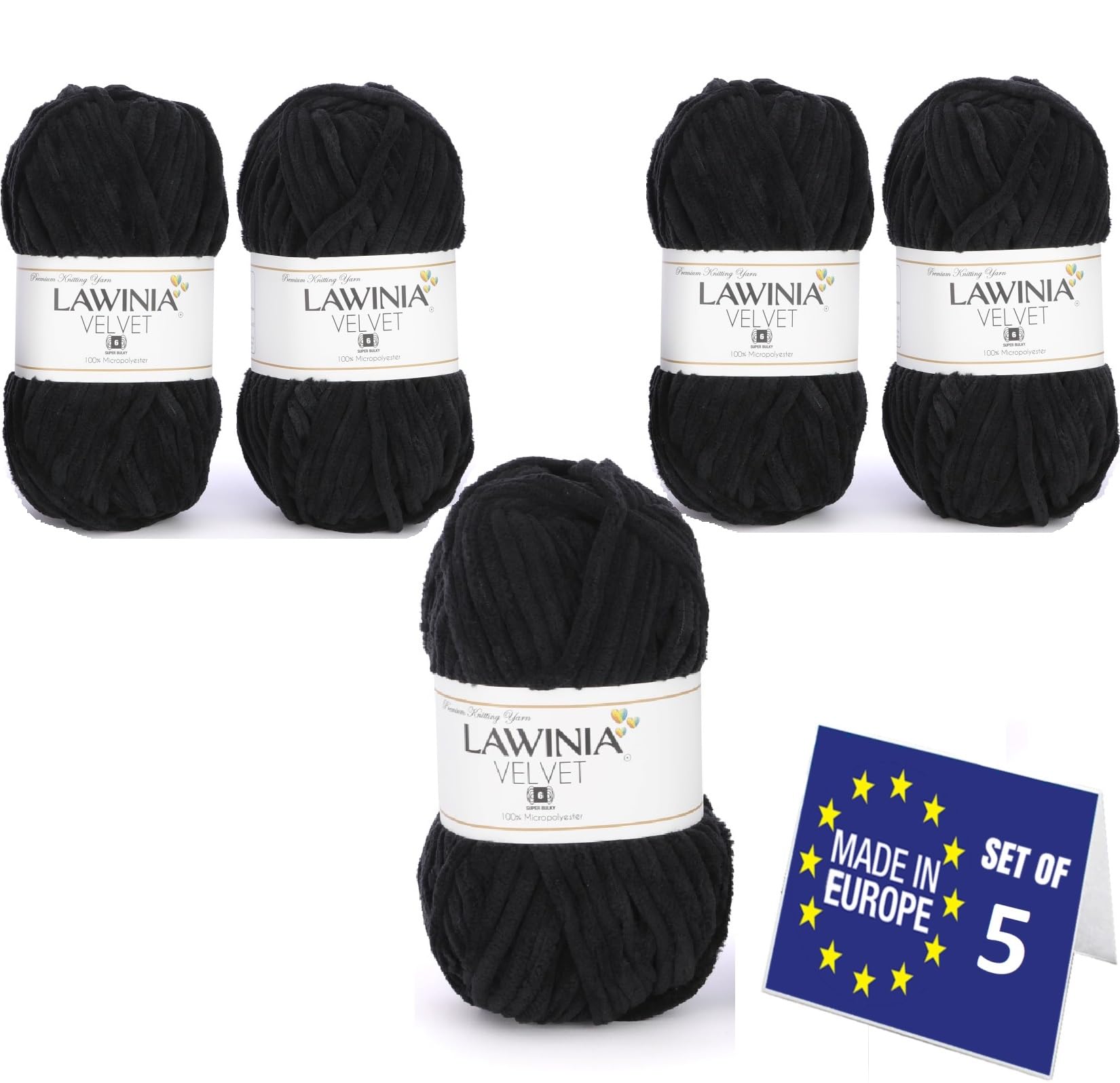 LAWINIA Premium Soft Chenille Yarn Chunky for Knitting Thick Velvet Yarn, Does NOT SHED, Plush Crochet Chunky Wool