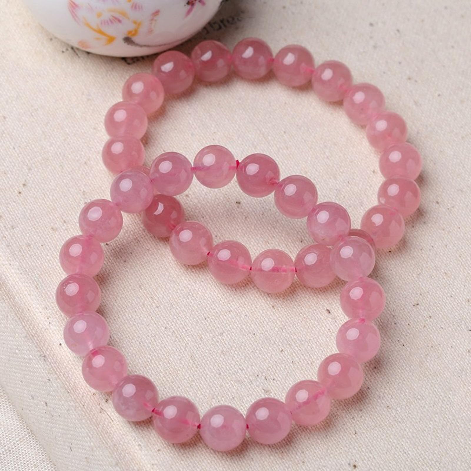 Pulsera de Cuarzo Rosa para Mujer, Pulsera elástica de Cristal Rosa Natural para el Amor, la compasión y la armonía Emocional, joyería de Piedra elástica Ajustable,10MM