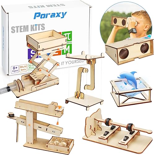 Kit STEM 6 en 1 proyectos STEM de experimento científico para niños de 8 a 12 años rompecabezas educativo de madera 3D kit de construcción de