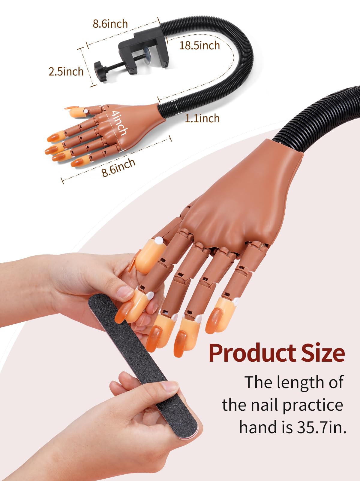 Main d'Entrainement Manucure: Flexible Fausse Main pour Ongle avec 300 Pièces Faux Ongles - Durable Main Entrainement Ongles pour Débutants Salon Maison