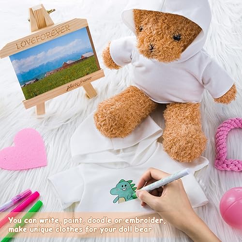 Miniatura 7 de 48 piezas de ropa de oso de peluche a granel camisas de sublimación para animales de peluche en blanco, camisetas clásicas de oso con capucha para