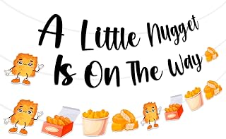 Cheereveal Chicken Nugget Themed Baby Shower Party Decorations, A Little Nugget is on the Way Banner, Fried Chicken Garland, Fast Food Themed Baby Shower Gender Reveal Bday Party Supplies