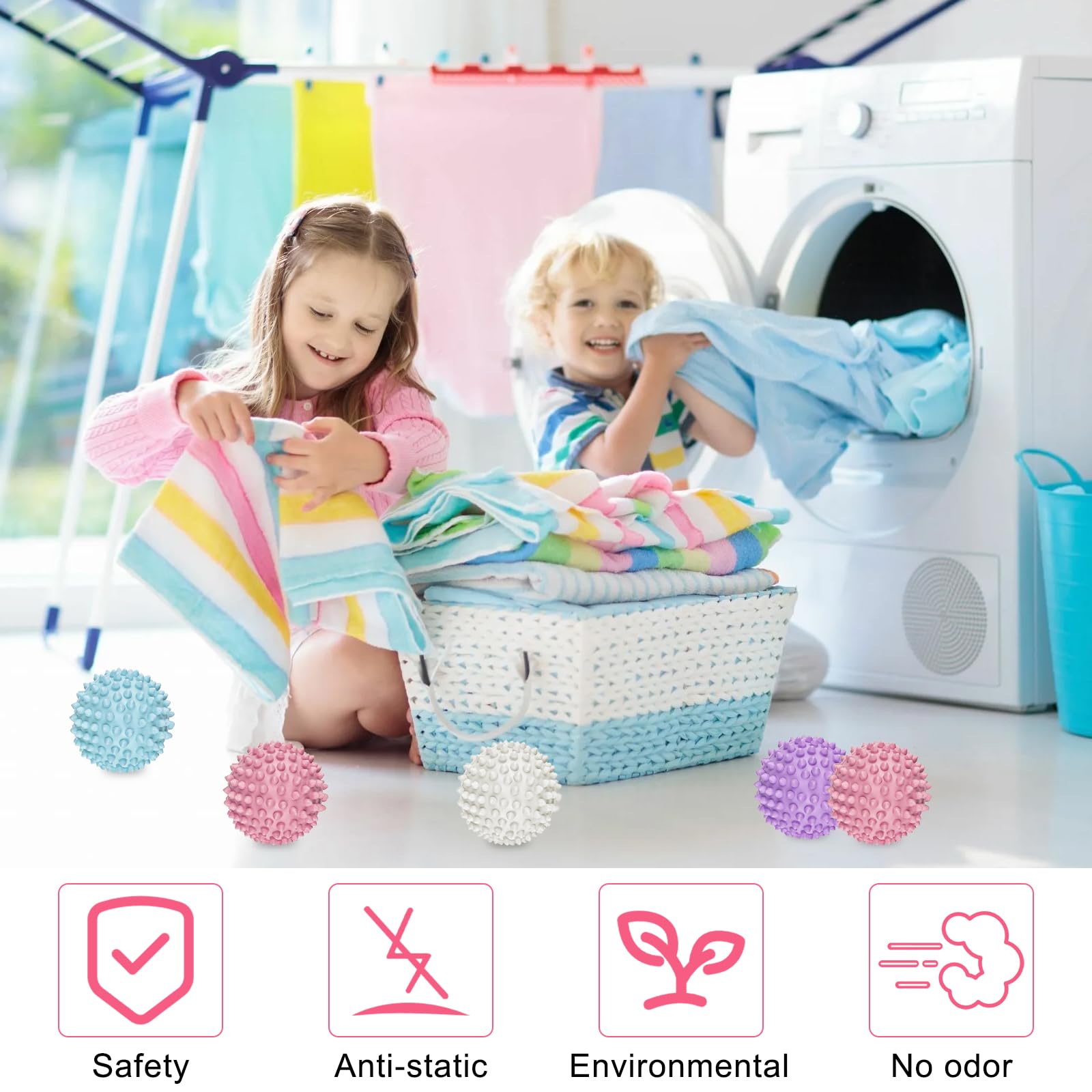 Lixiluxia 8 Sztuk Kulki do suszenia, piłki do suszarki, piłek do prania kurtek