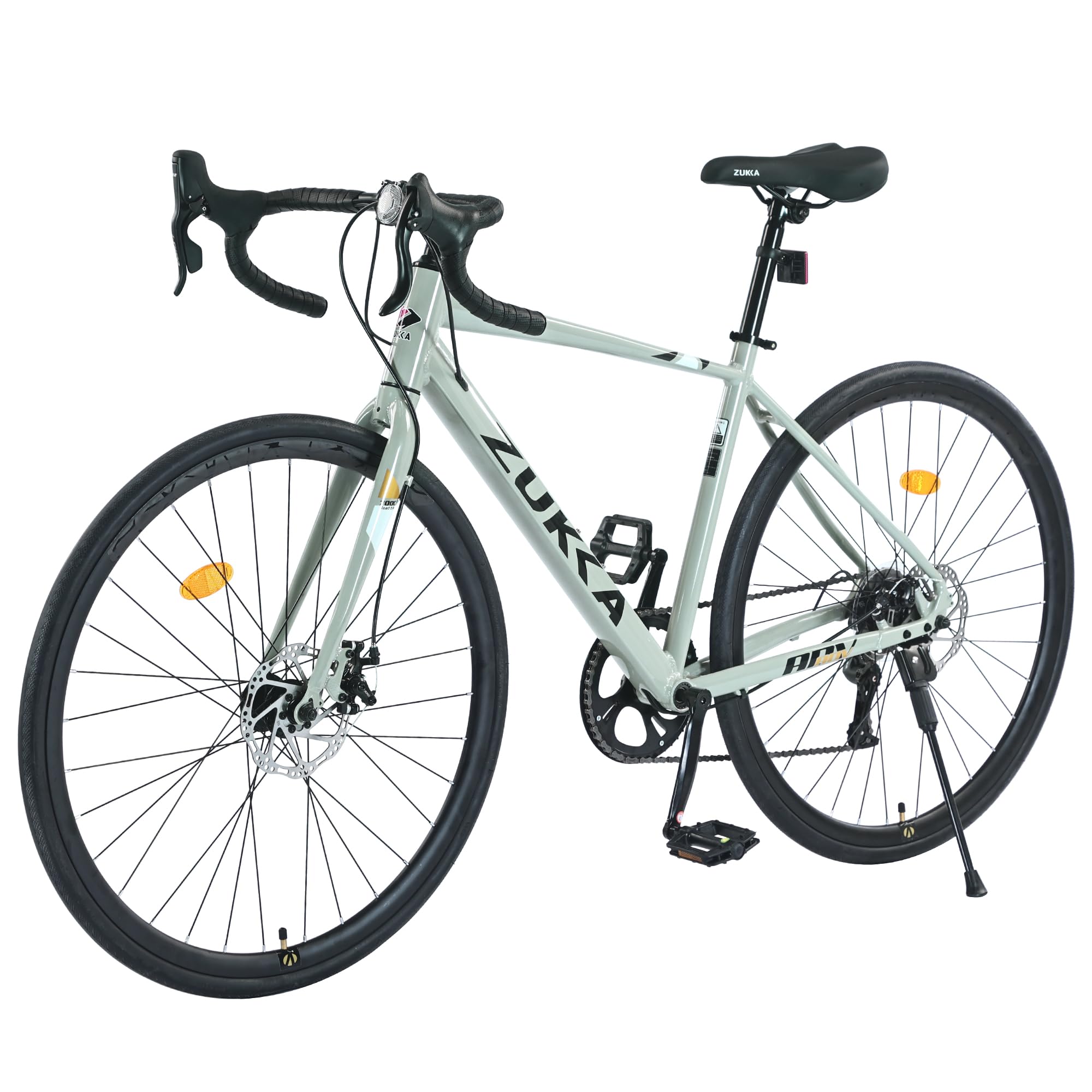 MEGHNA 700C Road Bike 7 Speed Dual Disc Brakes Drop Bar Lightweight Aluminium Alloy Frame 700 x 28C Tires Race Bike Commuter Bike for Men Women Junior (Green)