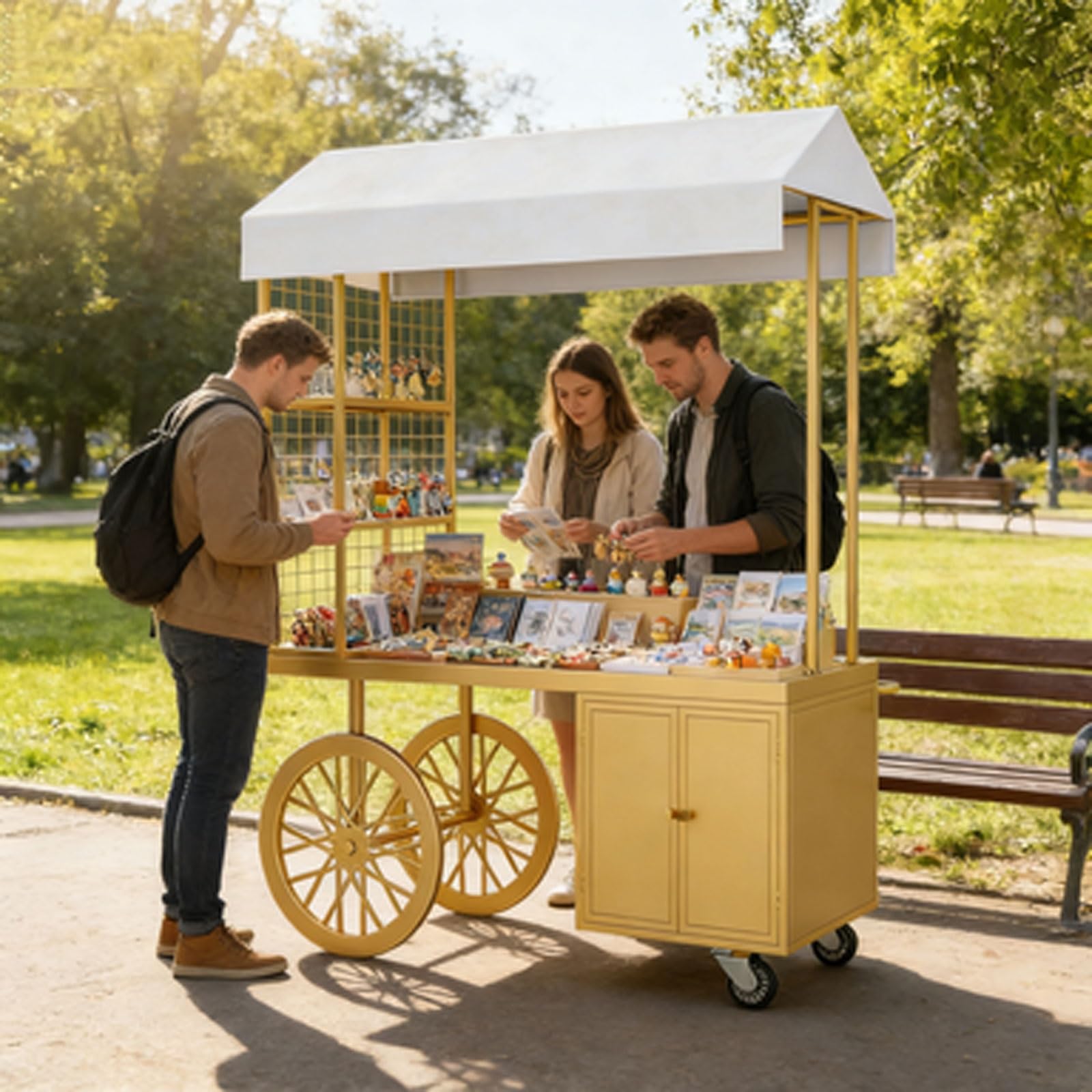 Banco di mostra portatile della stalla di mercato con il baldacchino del parasole per il carrello all'aperto del fornitore, cibo di strada & gli eventi