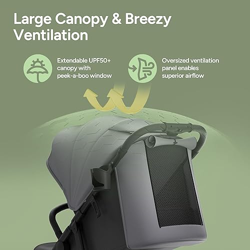 Miniatura 5 de Mompush Nova - Cochecito de bebé para niños pequeños, bebés y recién nacidos, asiento espacioso y modo de acostarse, plegable compacto con una sola