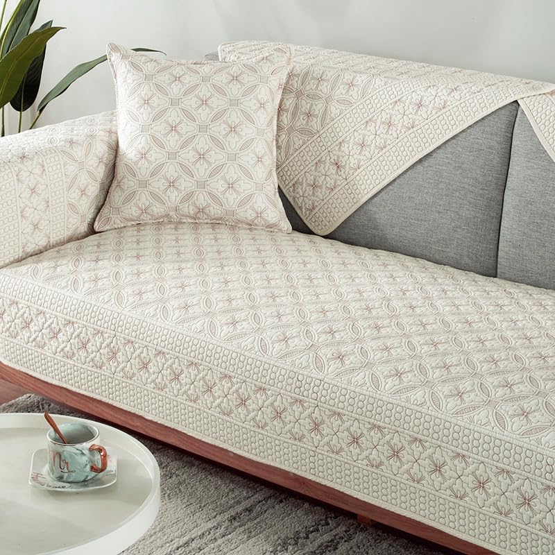 Miniatura 5 de vctops Funda de algodón para sofá, fundas acolchadas con patrón de medallón de monedas, fundas antideslizantes para sofá seccional, protector de