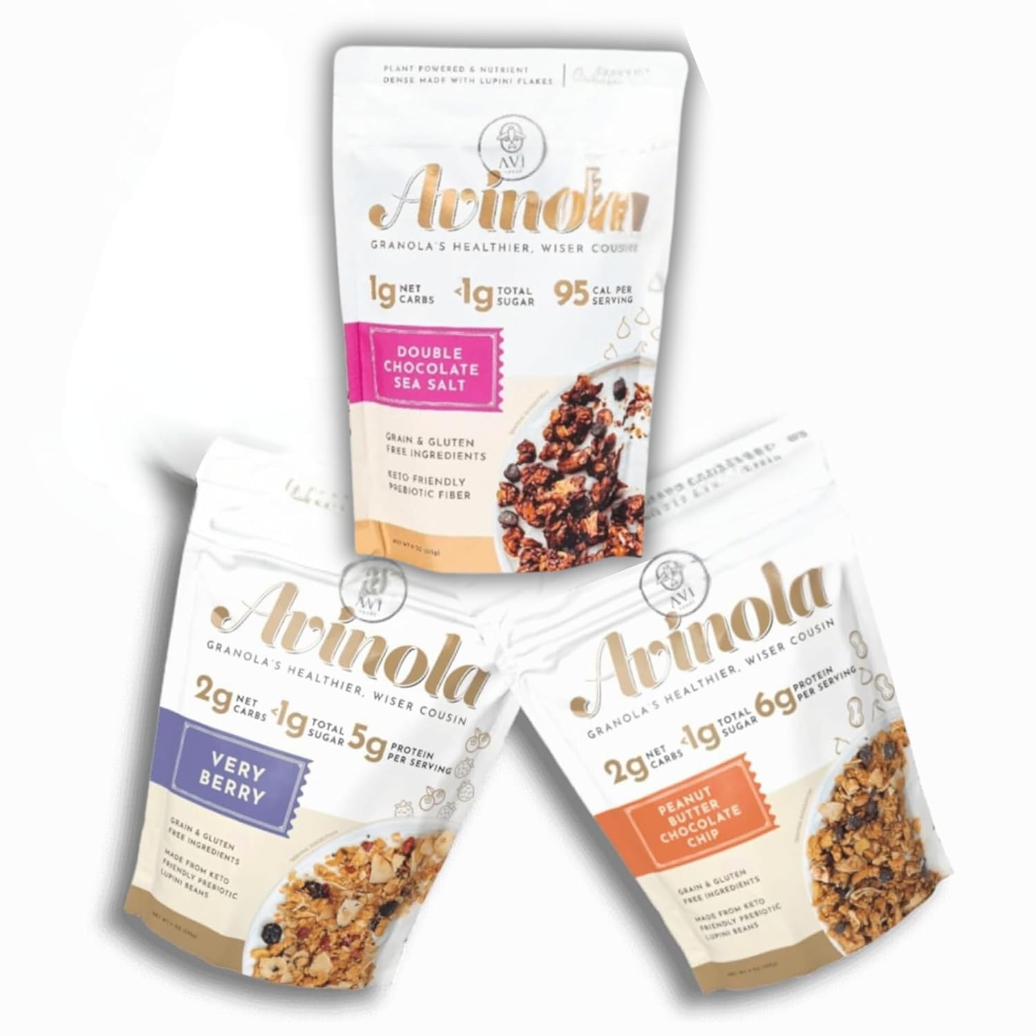 Avi Crunchy Almond Coconut Granola - 9oz, Grain & Gluten Free, Keto, 5g of Protein and 9 g of Fiber, Zero Sugar Added, zero oats, made with lupini beans - Superfood Snack