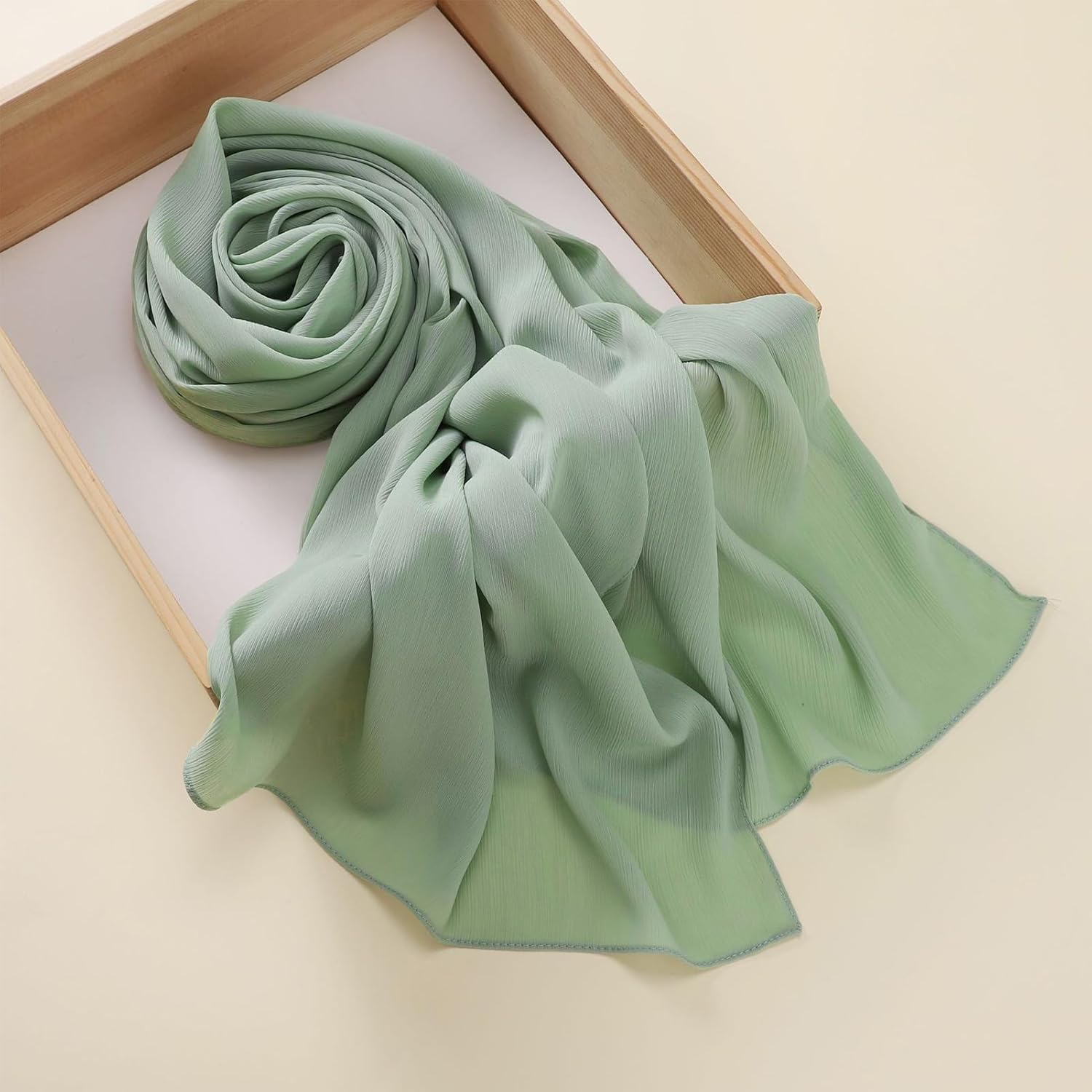 Premium Long Crinkle Chiffon Hijab Scarf for Women, Very Soft Muslim Head Scarfs - Image 2