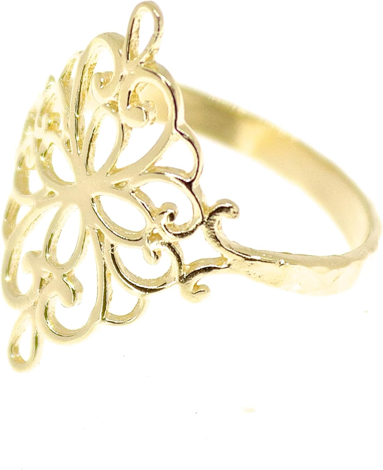Generic Gold Filigree Victorian Long Lace Ring, Size 8, 14k Gold Plated