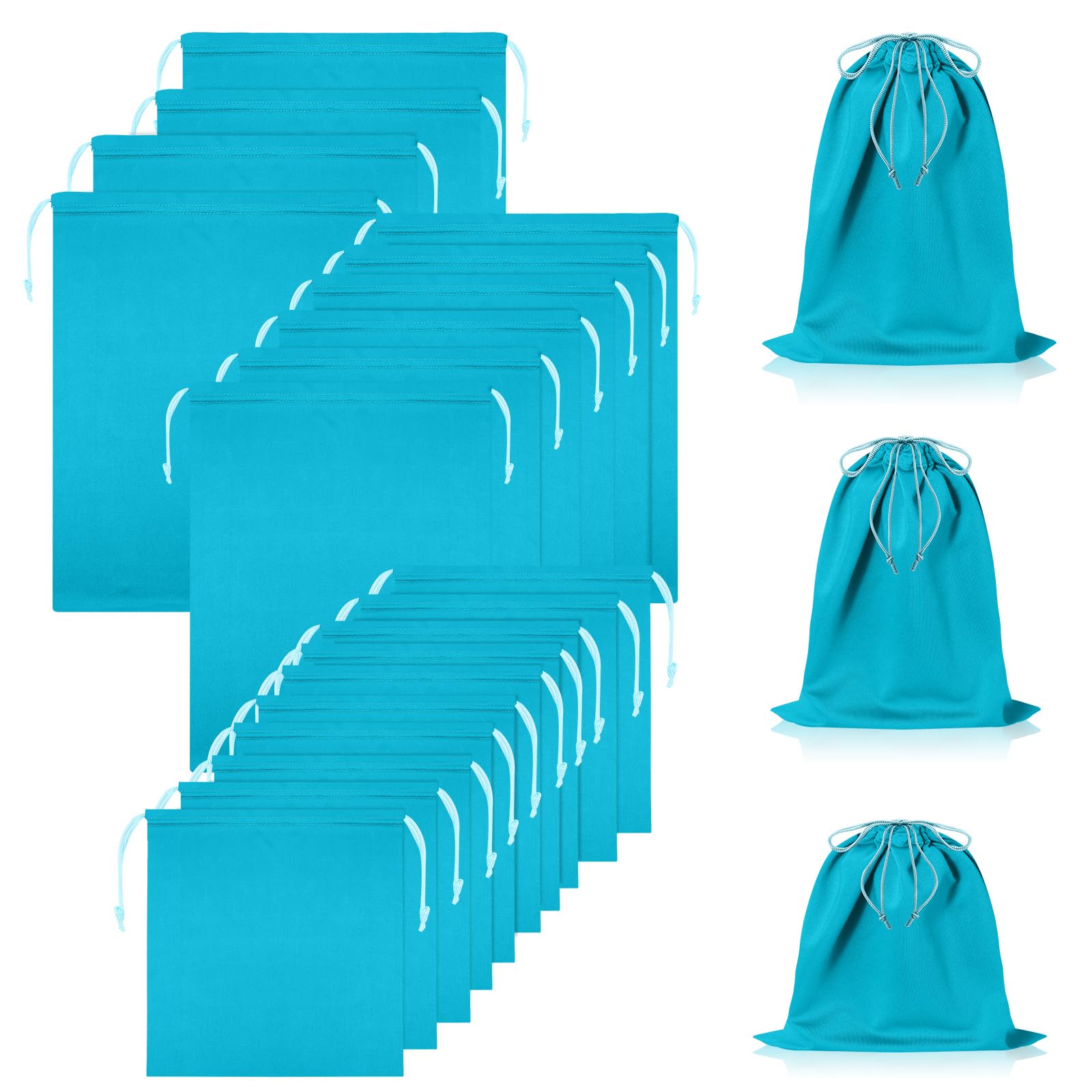 20 Pcs Satin Game Storage Bags for Women Men, M,L,XL, Lake Blue