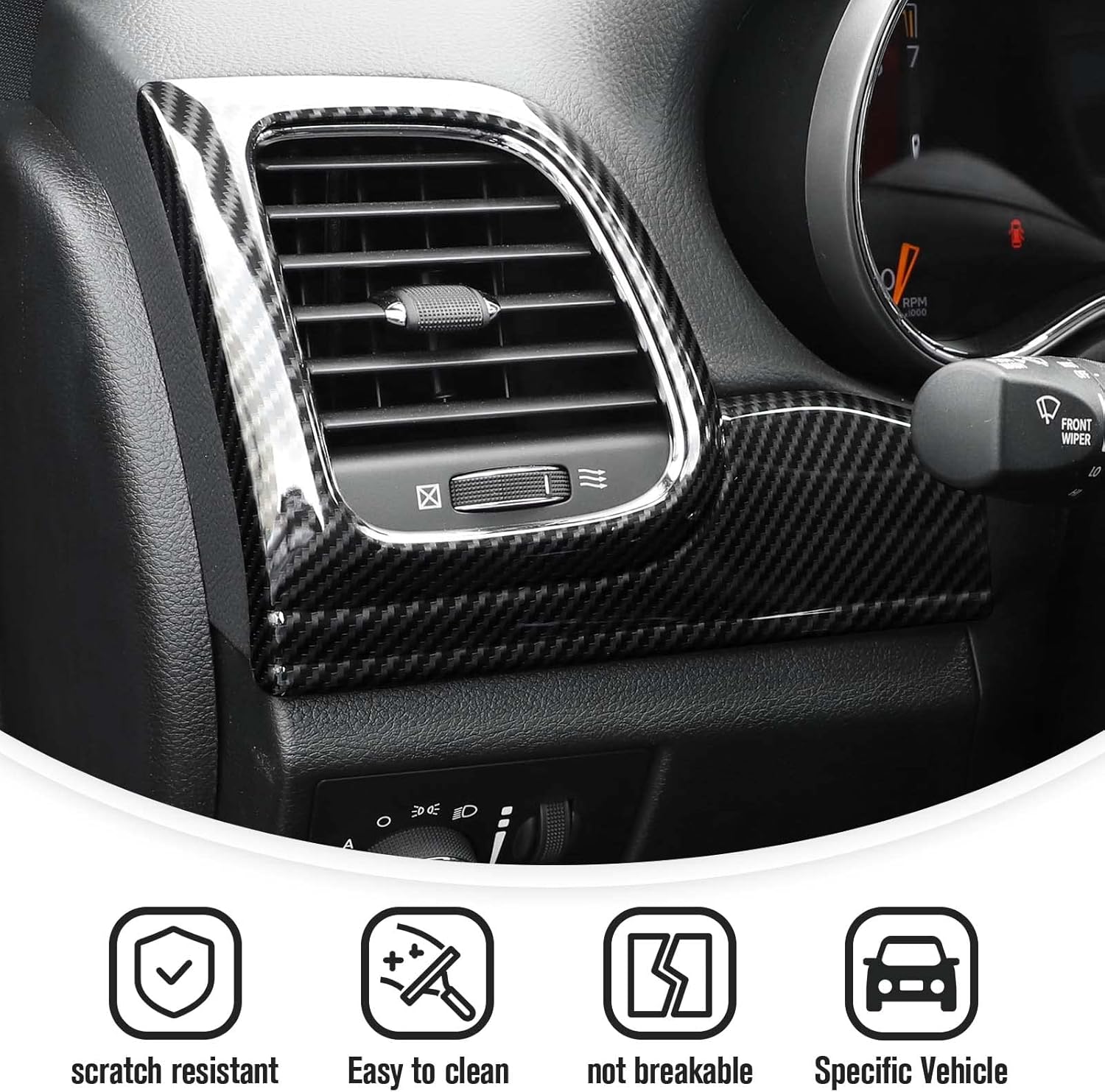 JeCar Center Console Dashboard Panel Trims Inner Door Handle Covers Interior Accessories Compatible with Jeep Grand Cherokee WK2 2014-2020, Carbon Fiber Texture