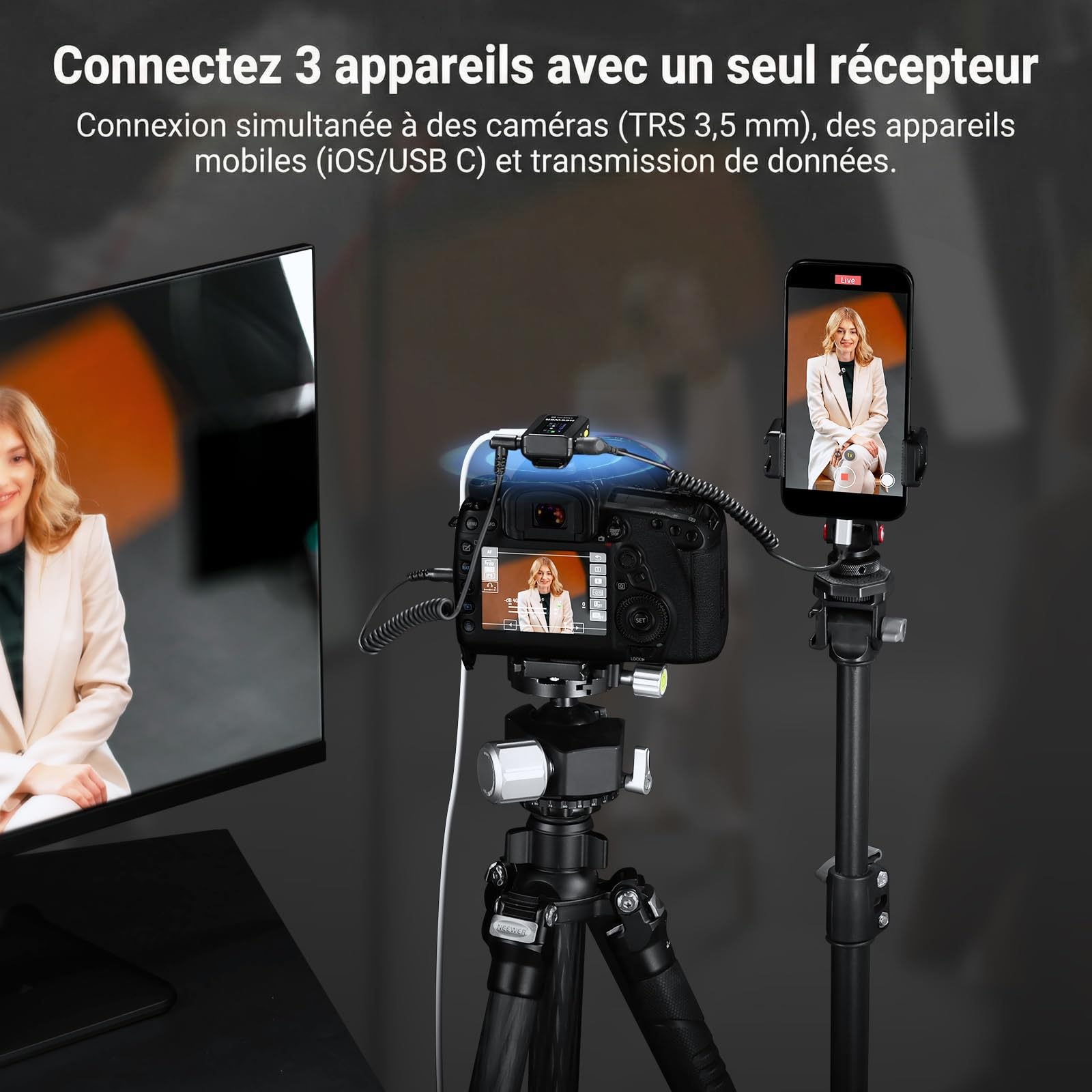 NEEWER CM28 Pro Système de Microphone Cravate sans Fil avec étui de Chargement 48 kHz 16 Bits Audio Non compressé Suppression du Bruit 4 Go de Stockage 9 Heures d'enregistrement