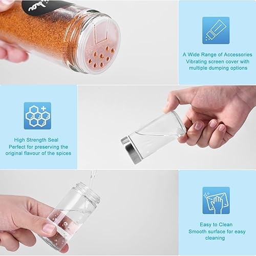 Miniatura 3 de 30 tarros redondos para especias, recipientes de condimentos de 4 onzas con tapas herméticas de acero inoxidable y tapas de coctelera, recipientes