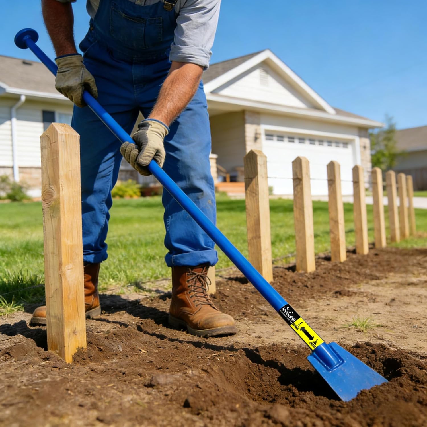Moosefield 2-in-1 Post Hole Digging and Tamping Tool, 48" Dig Bar with Spade Blade and Round Tamper, Heavy-Duty Steel Fully Welded, Fence Post Digger Landscaping & Gardening