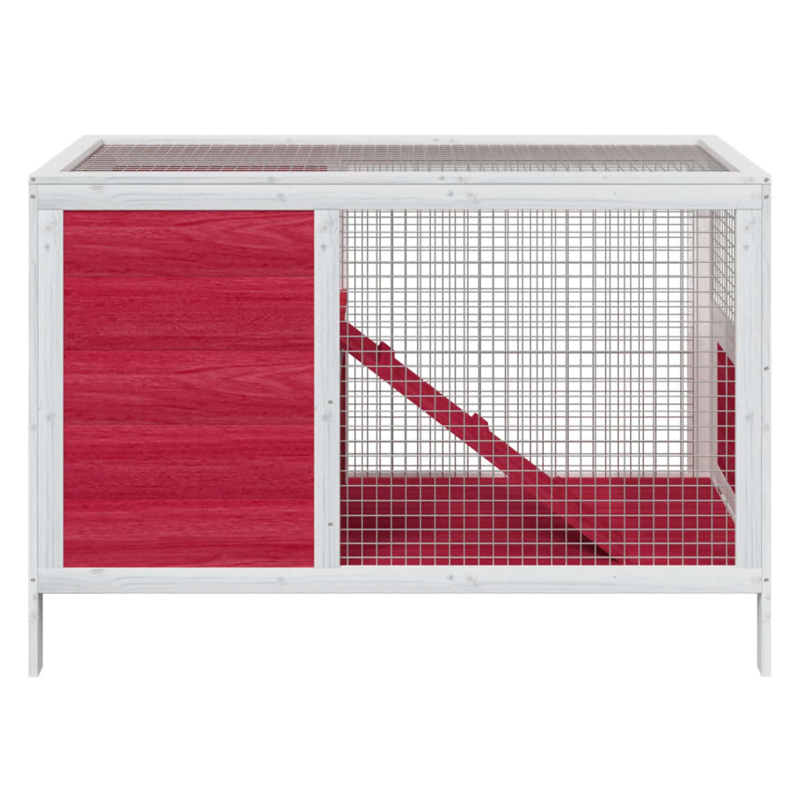 Conejera de Madera Maciza de Pino roja 103x44x69,5 cm, JUDYY Jaula Cobaya, Jaulas para Conejos, Jaula Hamster, Casa Conejo, Casita Conejo, Kid Conejo