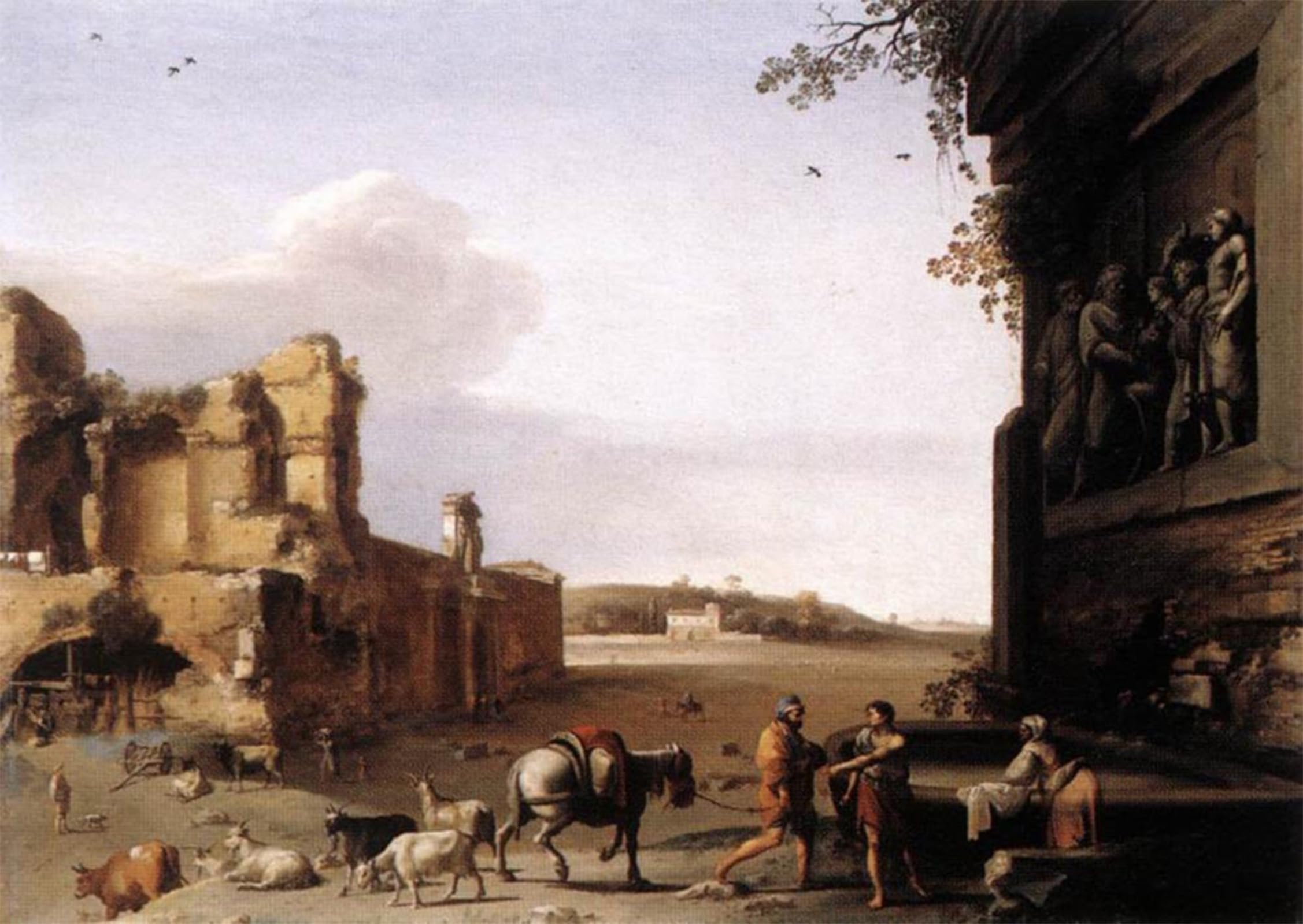 ARTXLXXBN Famous Print Painting Colorful Art Print Ruins of Ancientby Cornelis Van Poelenburgh Canvas Art Decorations for Home Decor 60x90cm