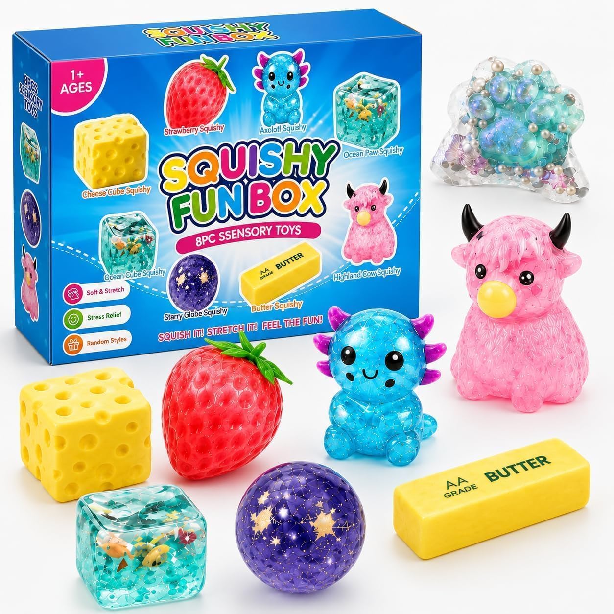 Squishy Box Mystery Set,8PCS Slow Rising Squishies (A)