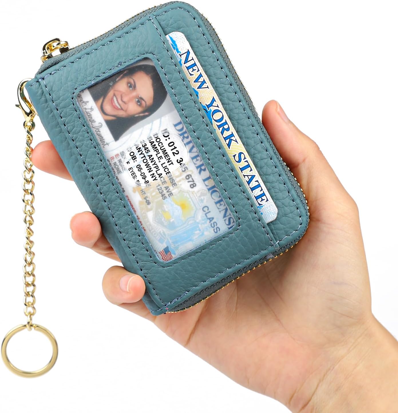 imeetu RFID Credit Card Holder, Small Leather Zipper Card Case Wallet for Women