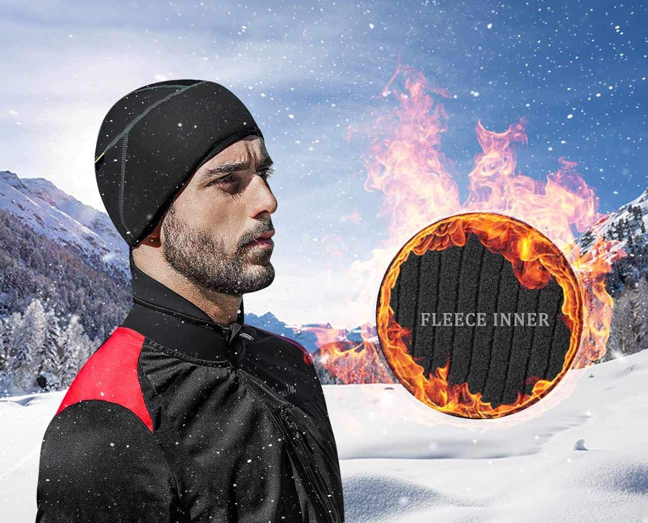 Miniatura 4 de Santic Casco de calavera de ciclismo para correr, casco de bicicleta, forro polar térmico resistente al viento, se adapta debajo de los cascos