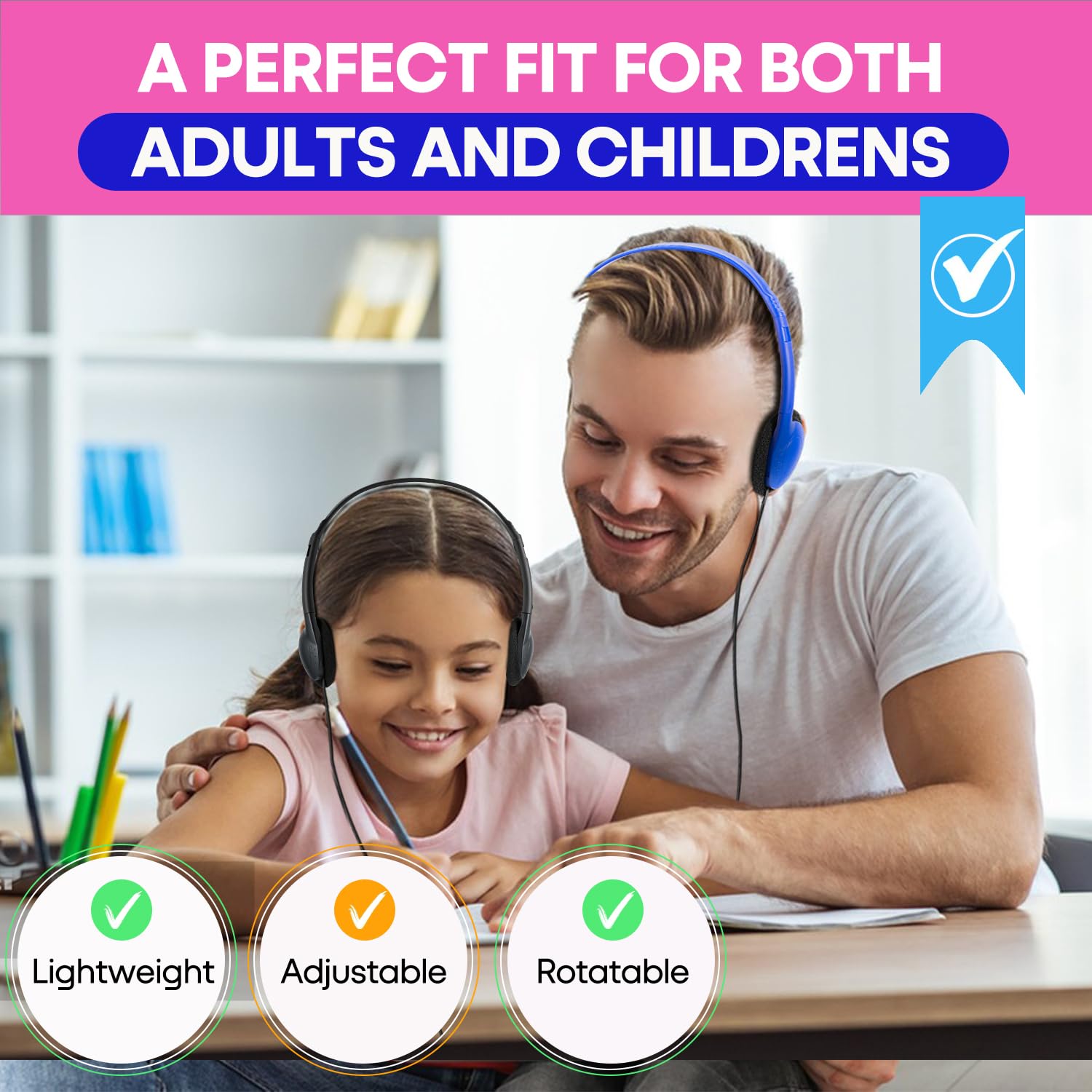 Cuffie per aule scolastiche, confezione da 25 pezzi, per bambini, studenti scolastici, all'ingrosso, resistenti, per bambini, ragazzi, ragazze, adolescenti, adulti (HTC002, multicolore)