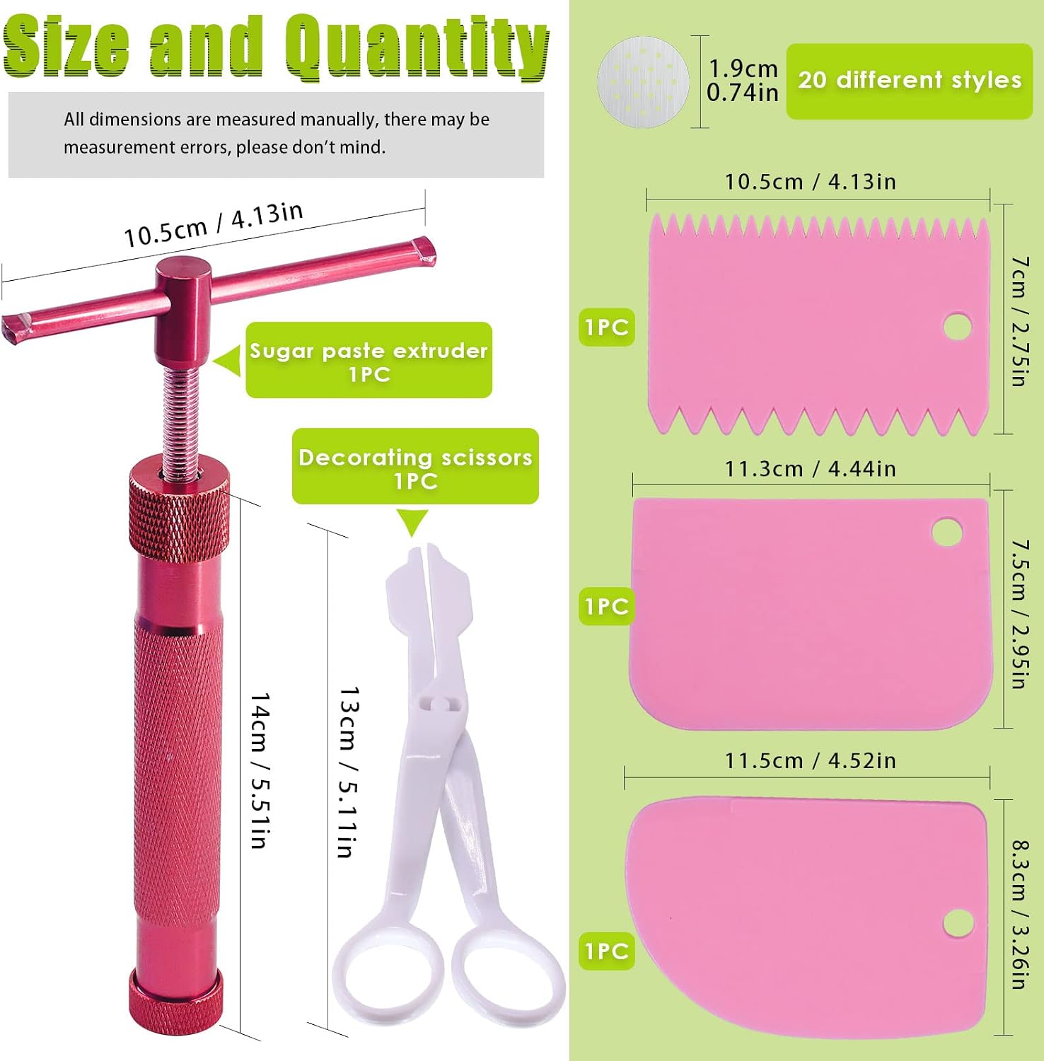 Keadic 37Pcs Rose Red Clay Fondant Extruder Cake Decorating Supplies Sugar Modeling Tool Set, Clay Extruder Gun with 20 Tips Sugar Extruder Disks & Ball Stylus Dotting Tool