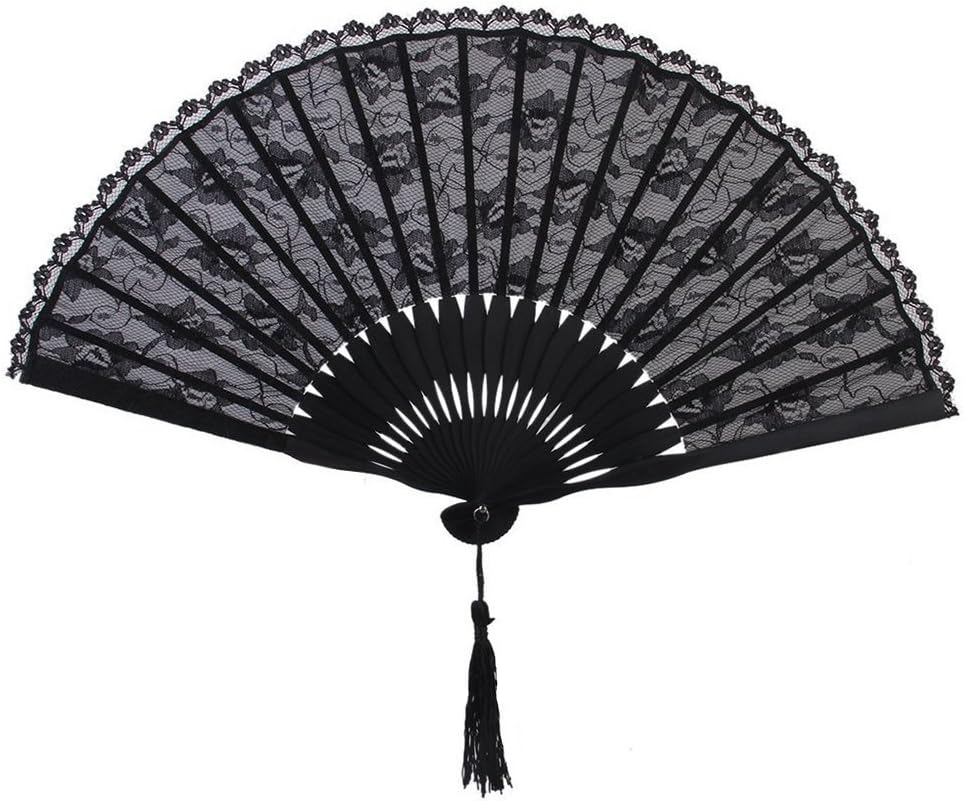 Sevada Folding Lace Fans Wedding Party Gift Black