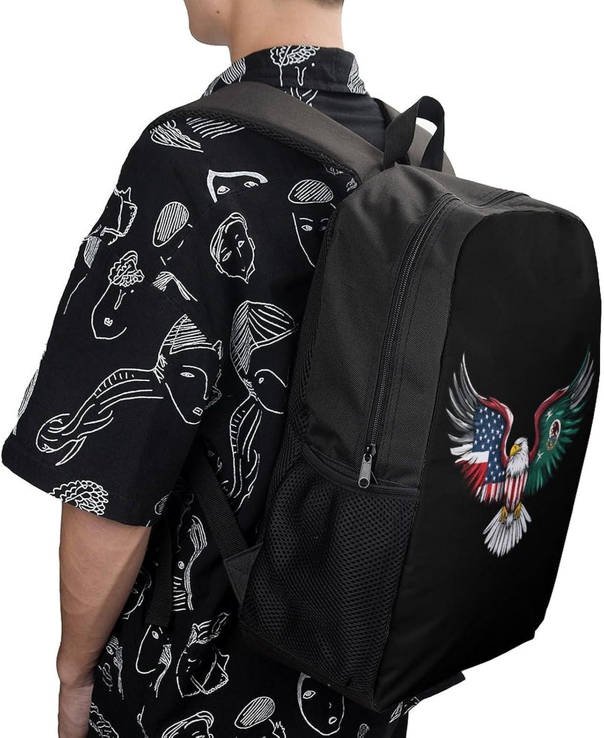 USA Mexico Friendship Ea-gle Laptop Backpack for Men Women 17 Inch Shoulder Bag Travel Daypack