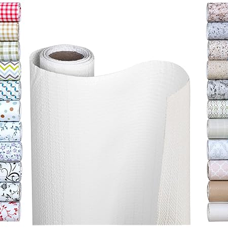 Smart Design Bonded Grip Shelf Liner - 12 Inch x 10 Feet - Non Adhesive, Strong Grip Bottom, Easy Clean Kitchen Drawer, Cabinet, Cupboard Dresser Protector Cover, Non Slip Rubber Mat - White